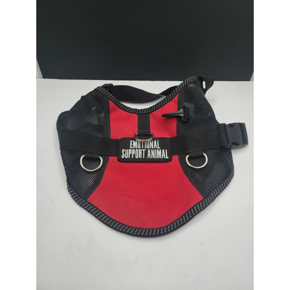 ESA Dog Harness Emotional Support Animal Vest Red Black Mesh Small